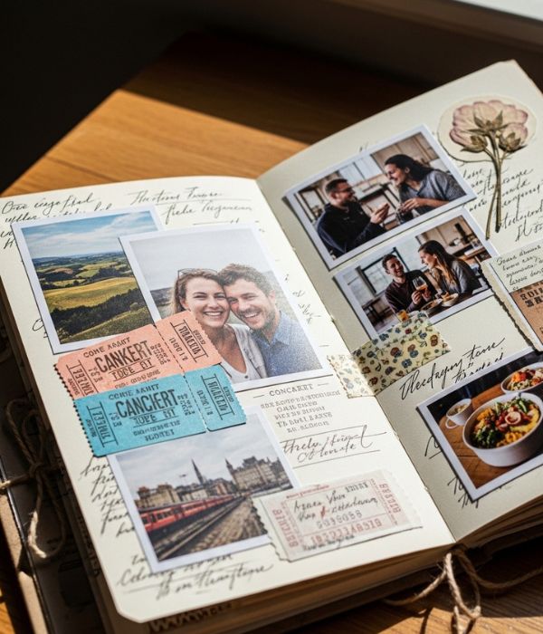 Anniversary gifts for boyfriend: A Handmade Scrapbook of Your Year Together