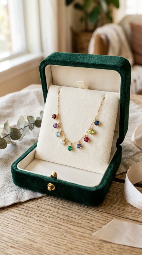 personalised gifts for grandma from grandkids: A Birthstone Necklace with Every Grandchild's Stone