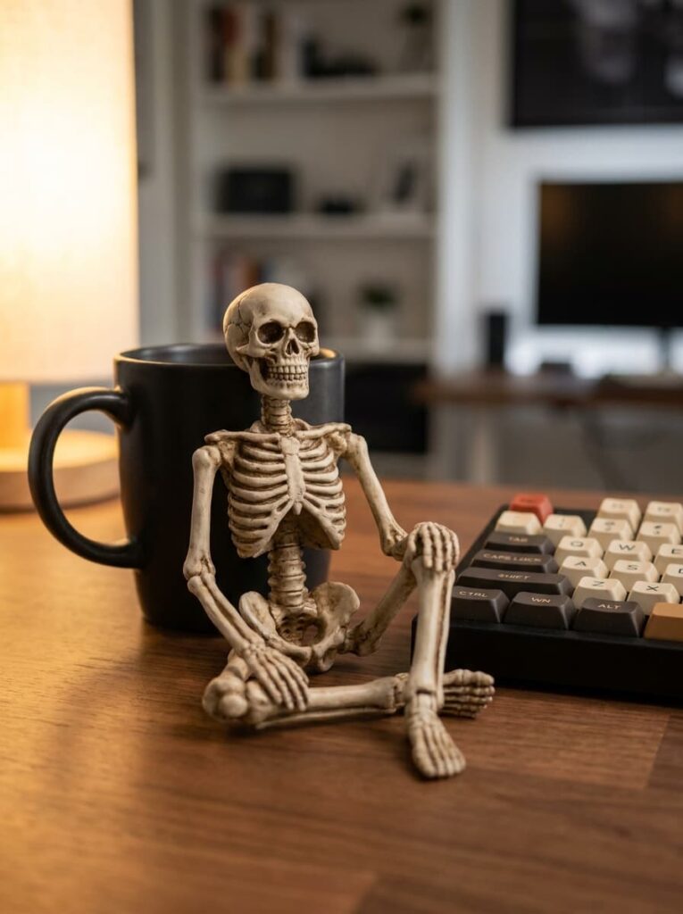 A Mini Skeleton Figure for His Desk